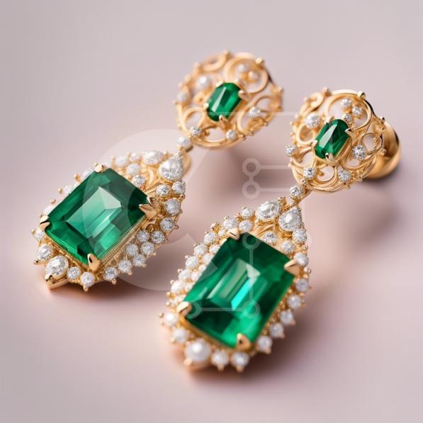 Stunning Green Emerald and Pearl Earrings for a Touch of Elegance stock ...