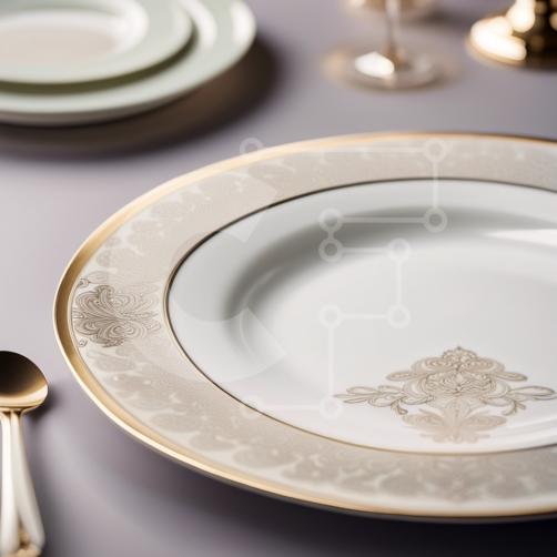 Image impressionnante d'une assiette blanche avec bordure dorée et