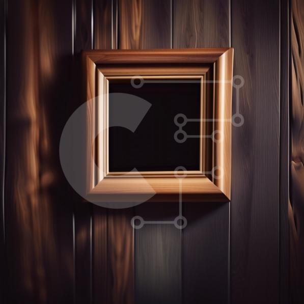 View of Rustic Wooden Frame Hanging on a Dark Wooden Wall stock photo ...