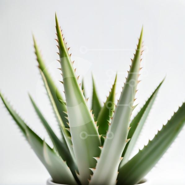 Stylish White Vase with a Beautiful Aloe Vera Plant stock photo