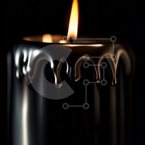 Immagine oscura e misteriosa di una candela nera con cera che cola foto  stock