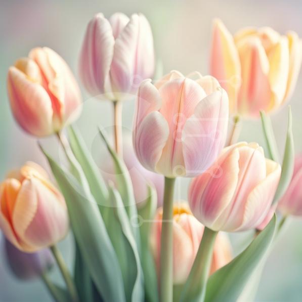 Stunning Bouquet of Pink and Yellow Tulips - Stock Photo stock photo ...