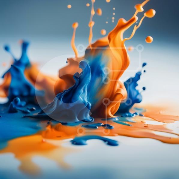 Colorful Paint Splashes in Blue and Orange stock photo | Creative Fabrica