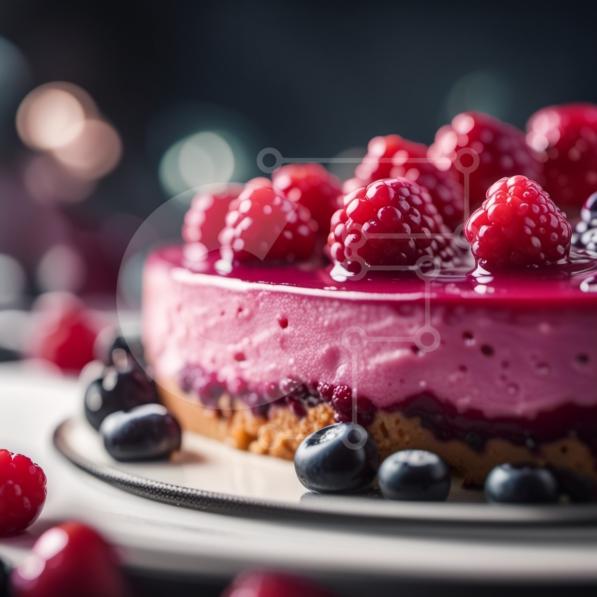 Delicious Pink Raspberry Cheesecake with Fresh Raspberries stock photo ...