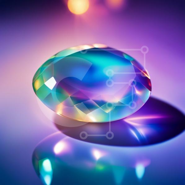 Stunning Picture of a Glowing Gemstone on a Reflective Surface stock