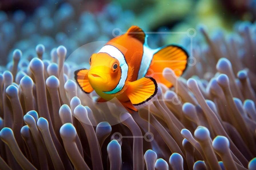 Beautiful Image Of A Clownfish In Its Natural Habitat Stock Photo 