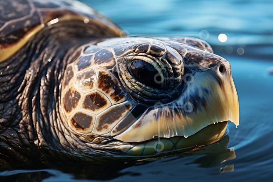 Beautiful Picture of a Sea Turtle in the Blue Ocean stock photo ...