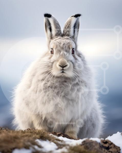 Adorable Picture of a White Rabbit in a Winter Wonderland stock photo ...
