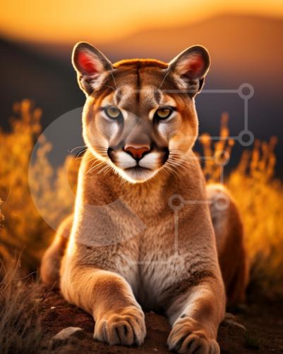 Foto Impressionante de um Leão da Montanha Juvenil (Puma concolor) em um  Terreno Rochoso banco de imagens
