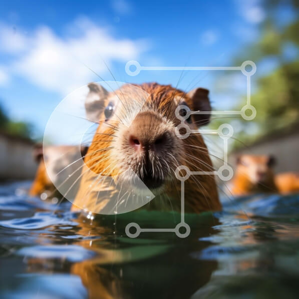 Download Adorable Picture of Capybaras Swimming in a Pool Stockphotos ...