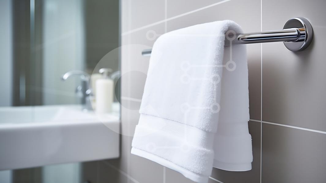 Clean and Modern Bathroom with White Towel and Sink stock photo | Creative Fabrica