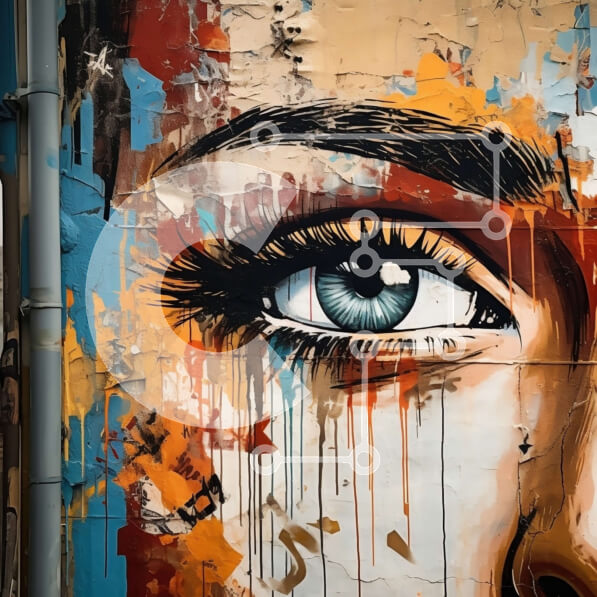 Download Vibrant Graffiti Artwork featuring a Woman's Face with Blue ...
