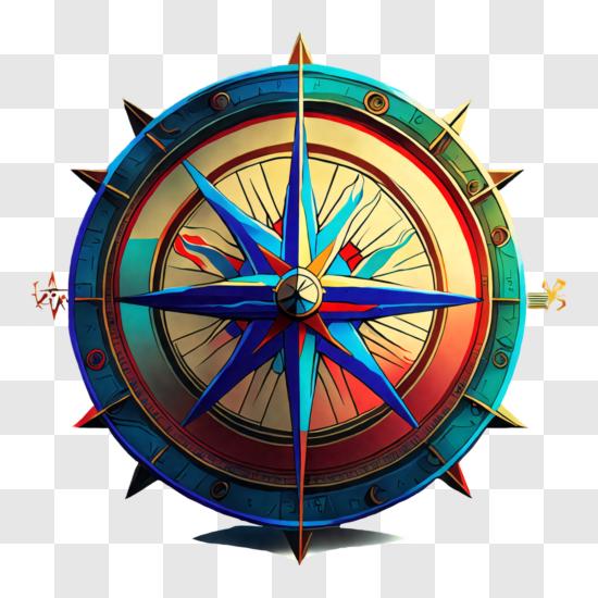 Download Blue and Red Compass with Circular Frame PNG Online - Creative  Fabrica