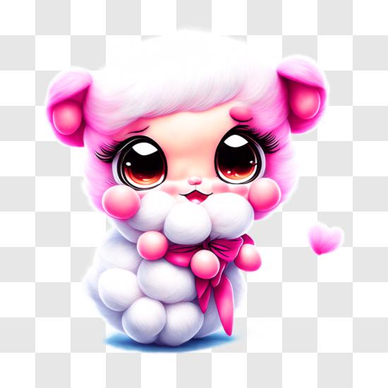 Pink Puffy Star Eyes Chibi Face