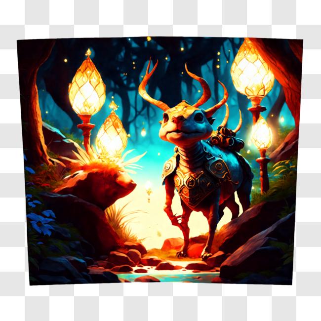 Scarica Bellissima Immagine Fantasy con Unicorno e Lanterne PNG Online - Creative  Fabrica