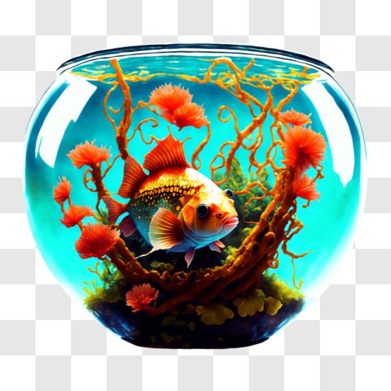 Download Beautiful Picture of a Goldfish in a Fishbowl PNG Online - Creative  Fabrica