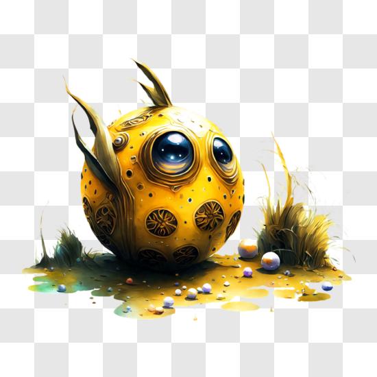 Baixe Imagem Colorida de uma Bola Amarela com Pontos Pretos em