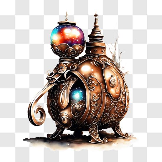 Scarica Complesso Gadget Steampunk con Meccanismo Orologio e Corpo in Rame  con Dettagli Meccanici PNG Online - Creative Fabrica