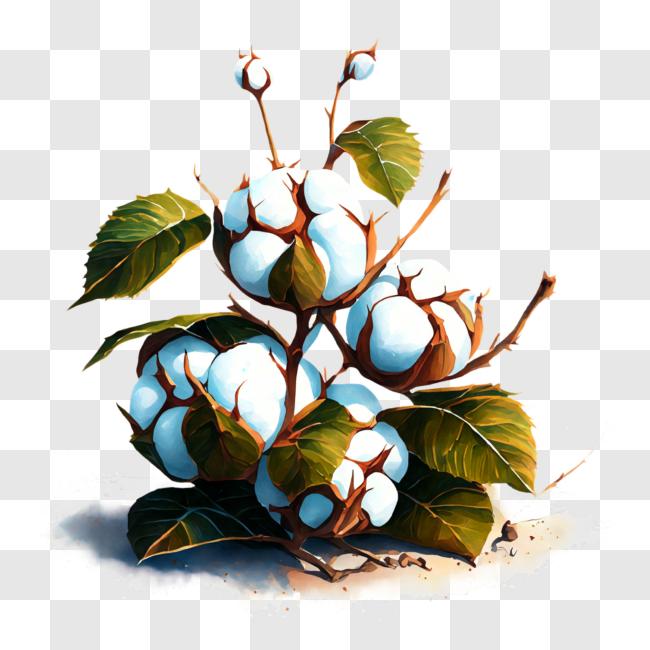 Download Beautiful Picture of Cotton Plants in Full Bloom PNG