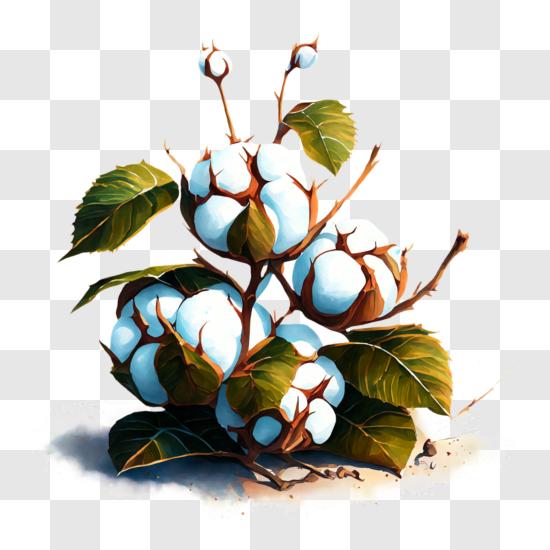 Download Beautiful Picture of Cotton Plants in Full Bloom PNG Online -  Creative Fabrica