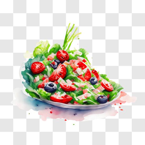 Scarica Deliziosa Insalata con Insalata Mista, Pomodorini e Mirtilli PNG  Online - Creative Fabrica