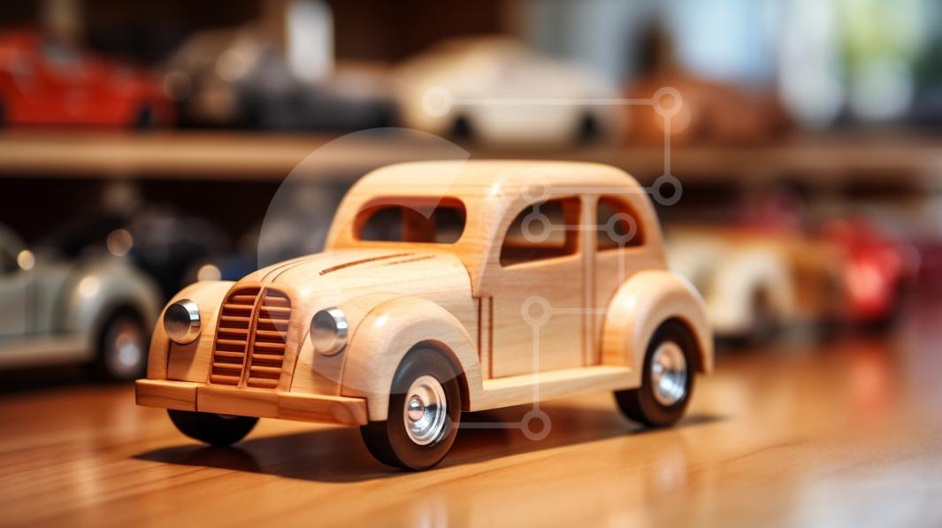 Vintage Wooden Toy Car with Classic Design stock photo | Creative Fabrica