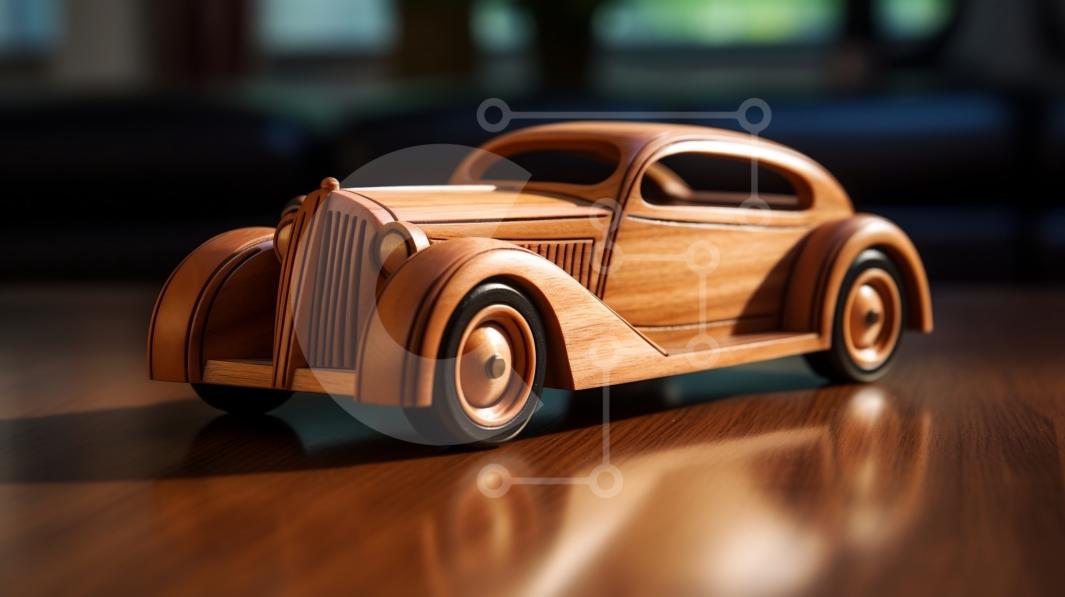 Vintage Wooden Car Model with Sleek Design stock photo | Creative Fabrica