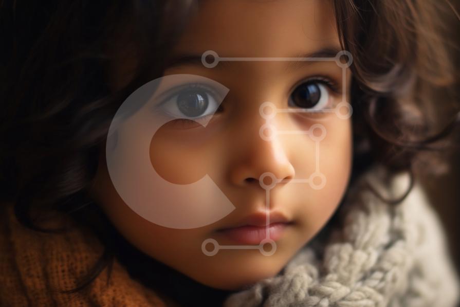 Adorable Picture of a Child with Brown Hair and Brown Eyes stock photo
