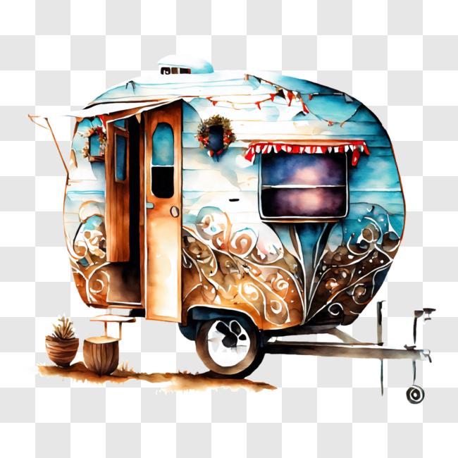 Download Whimsical and Bohemian Vintage Airstream Trailer with Abstract ...