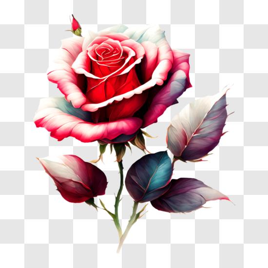 Scarica Bellissima immagine in bianco e nero di una rosa rossa in piena  fioritura PNG Online - Creative Fabrica