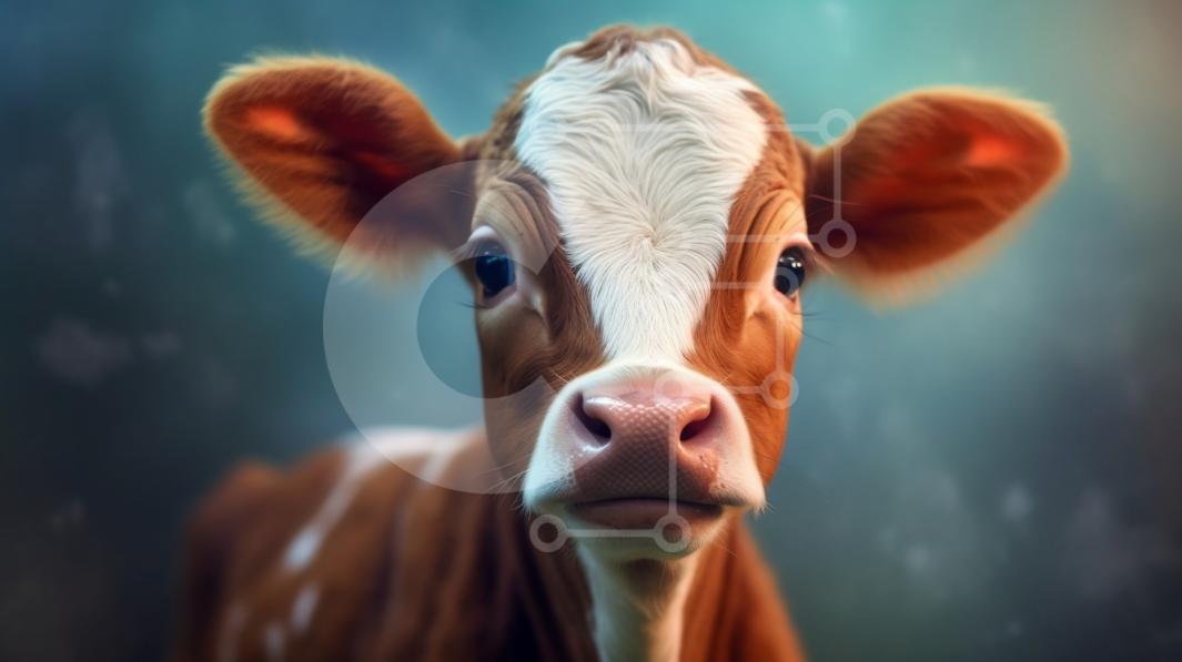 Beautiful Close-up of a Cow's Face with Brown and White Coat stock ...