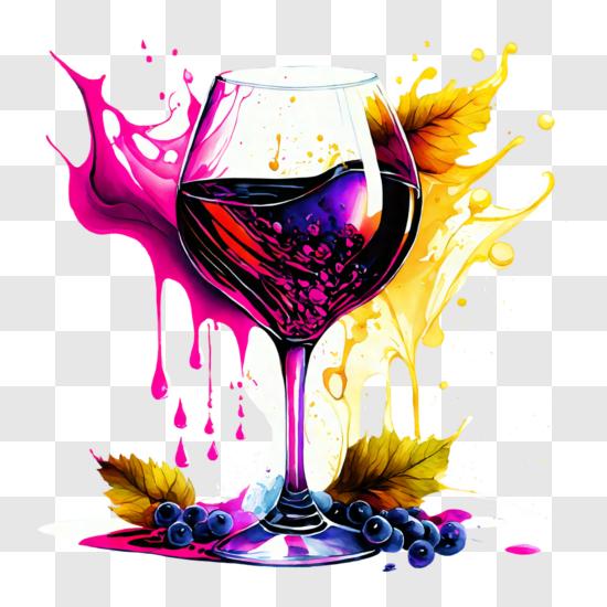 Colorful Splash of Red Wine in a Glass PNG