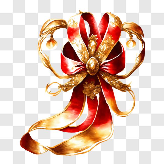Download Golden Bow with Ribbon PNG Online - Creative Fabrica