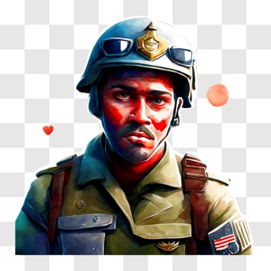 Scarica Ritratto intenso di un uomo in uniforme militare PNG Online -  Creative Fabrica