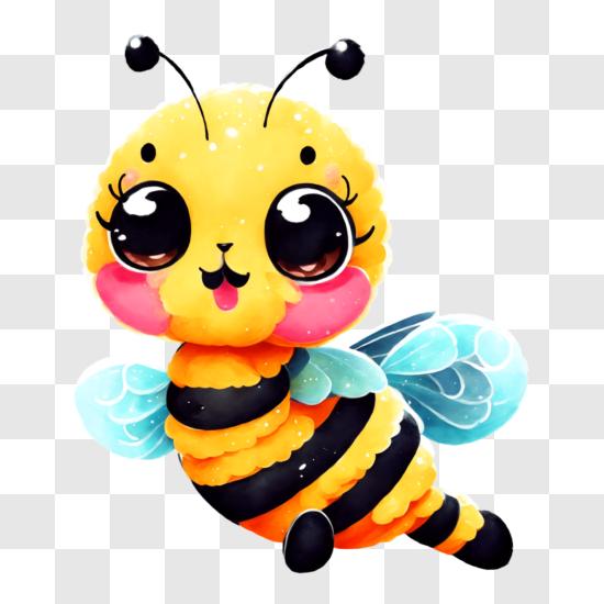 Cartoon Bee with Big Eyes and a Cute Smile PNG