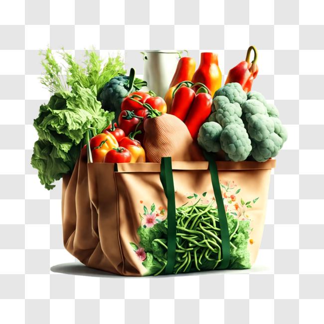 Download Grocery Bag Filled with Fresh Fruits and Vegetables PNGs ...