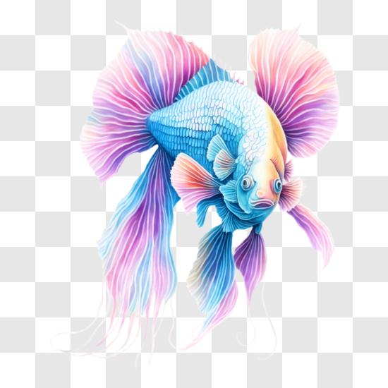 Download Vibrant Betta Fish Image with Colorful Fins PNG Online - Creative  Fabrica