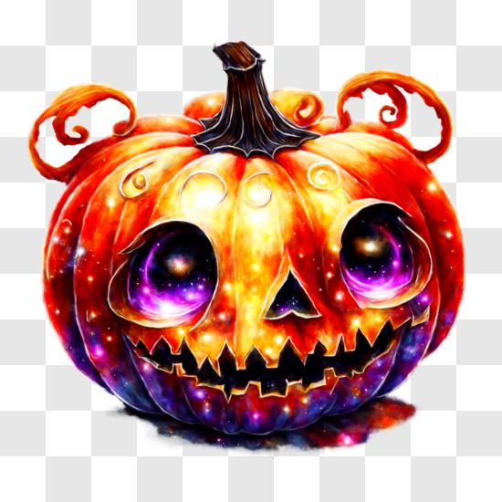 Spooky Jack-o'-lantern with Ghostly Face PNG