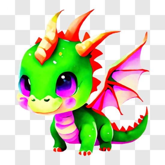 Modelo de animal redondo de dragão de moldura verde para jogo moldura de  dragão vazia de desenho animado com orelhas e asas