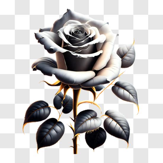 black and white rose black background