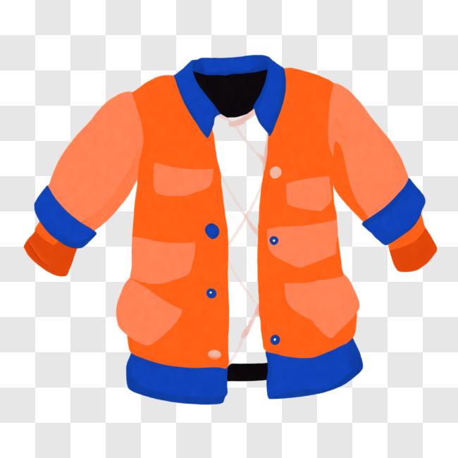 Download Orange and Blue Jacket with Zipper PNG Online - Creative Fabrica
