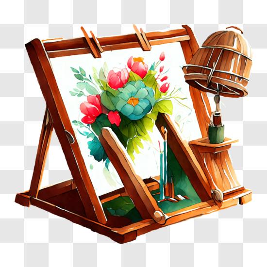 Wooden Easel And Canvas Stock Illustration - Download Image Now