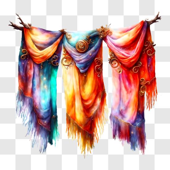 Download Beautiful Image of Colorful Scarf on Clothesline PNG Online -  Creative Fabrica