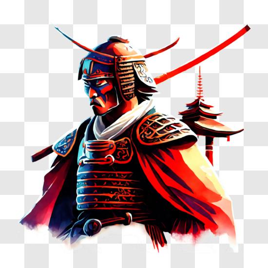 Download Powerful Image of a Samurai Warrior in Battle Stance PNG Online - Creative  Fabrica