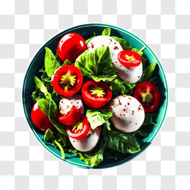 Download Tomato, Mozzarella and Basil Salad PNG Online - Creative Fabrica