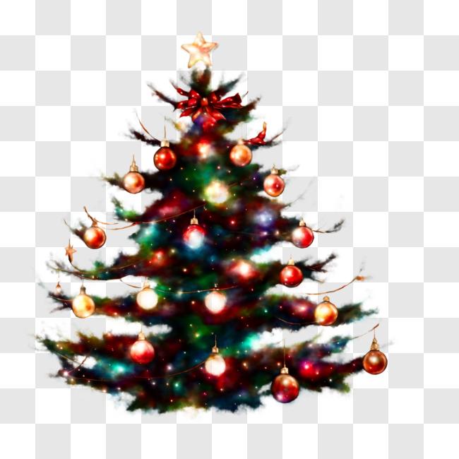 Download Festive Christmas Tree with Colorful Ornaments PNG Online ...