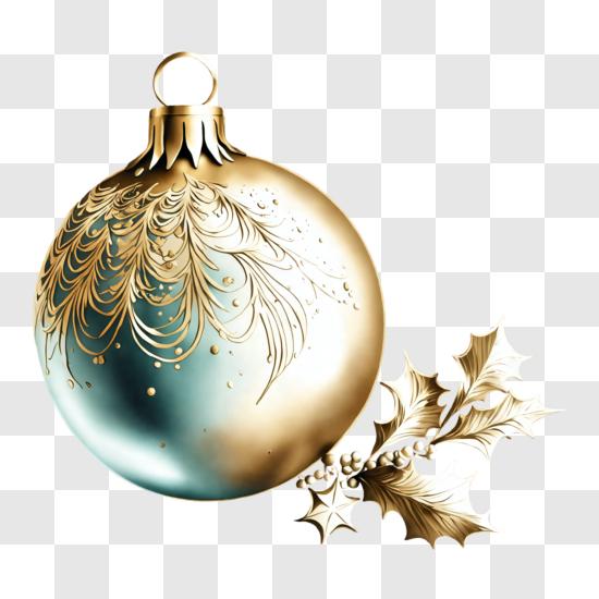 Aufwendig gestalteter goldener und blauer Weihnachtsbaumschmuck PNG