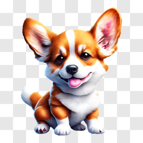 Corgi Dog with Happy Expression PNG