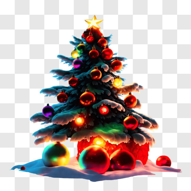 Download Festive Christmas Tree in a Snowy Landscape PNG Online ...
