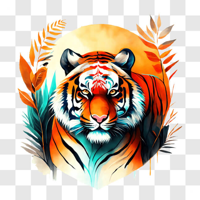 Download Colorful Tiger Roaring PNG Online - Creative Fabrica